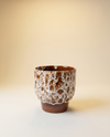 Footed Ceramic Planter | Brown Lava-Glaze Cachepot