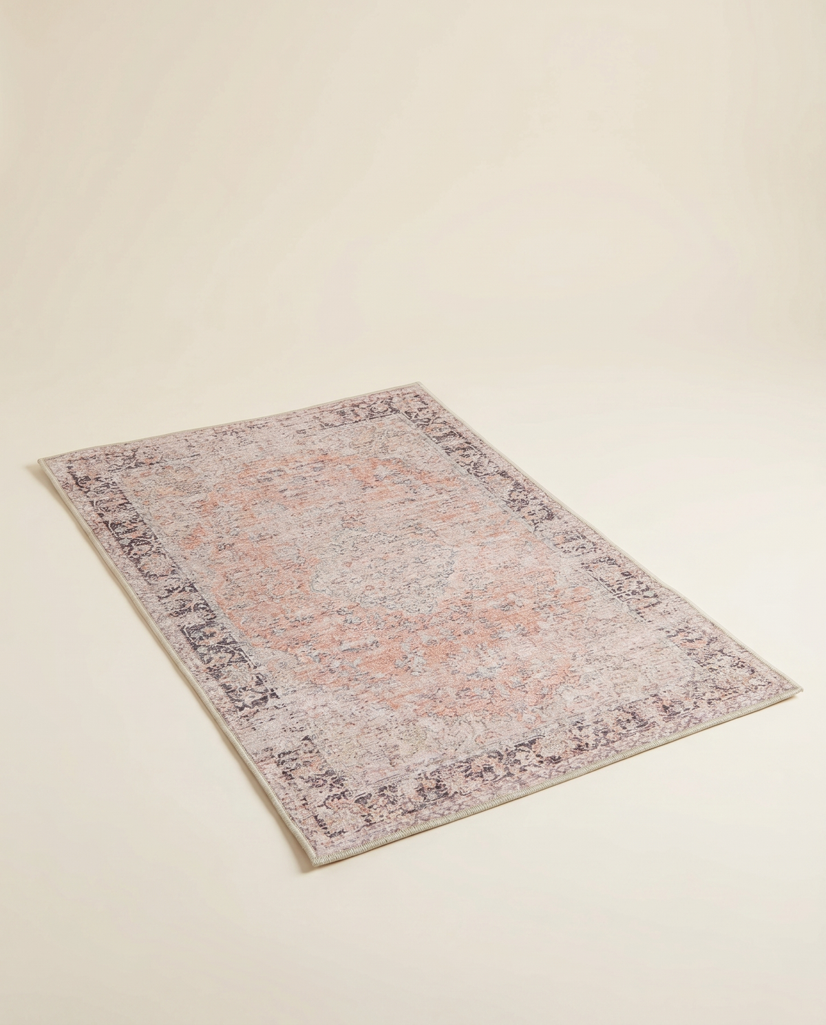 Accent Rug | Soft Grey Circle-Pattern Mat, 50x80 cm