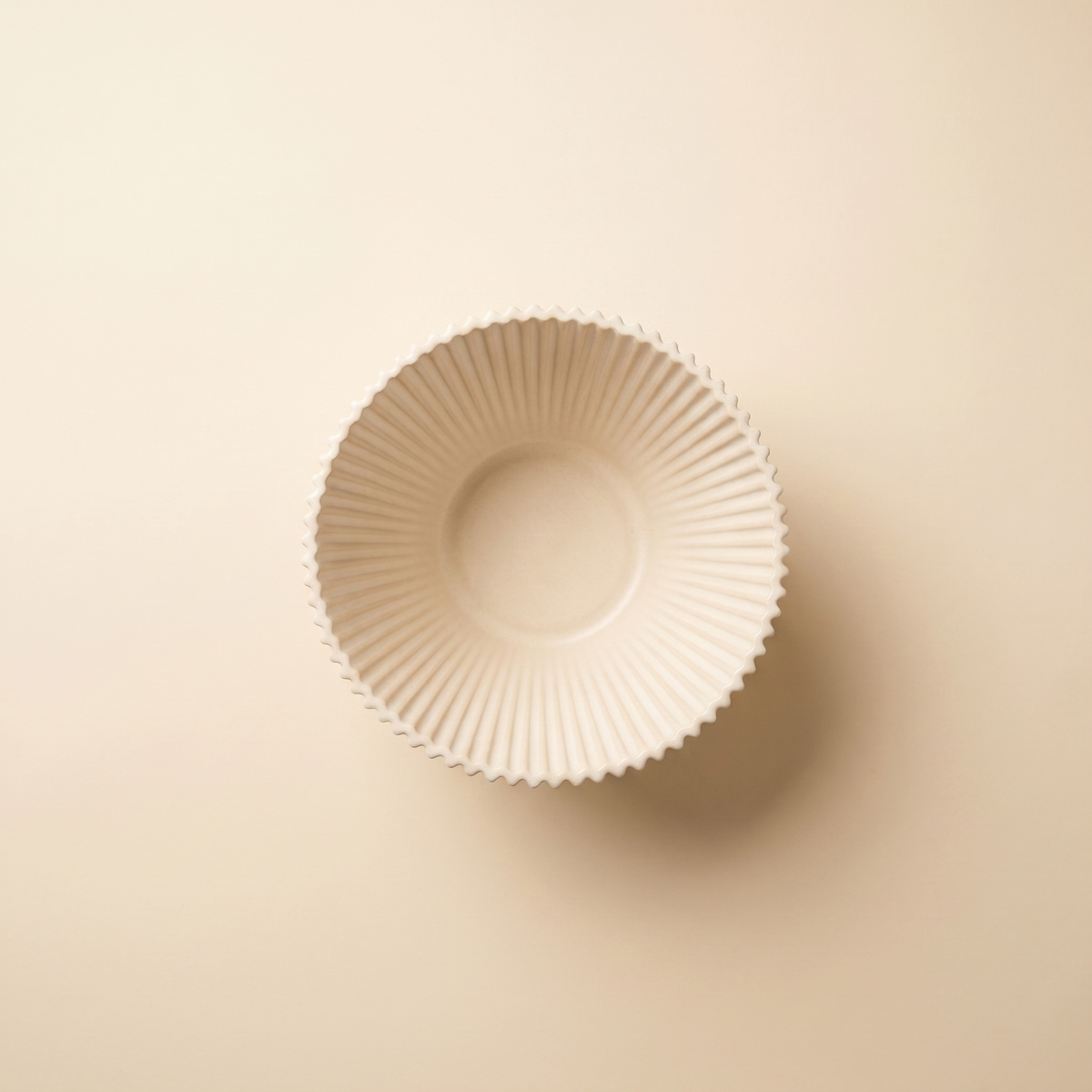 Fluted Plant Pot | Soft Beige Ribbed Cachepot, 16 cm