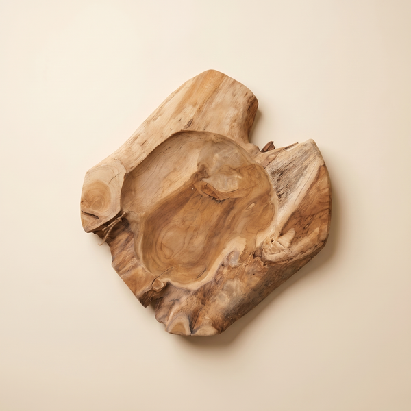 Teak Root Bowl | Carved Sculptural Wood Bowl, 50 cm