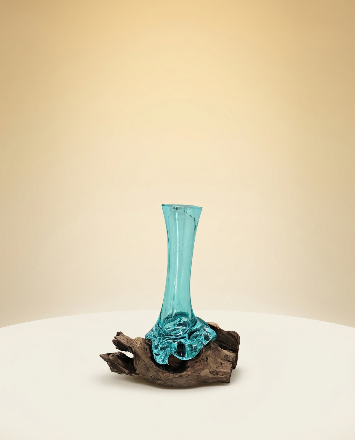 Driftwood Vase | Turquoise Glass Bud Vase