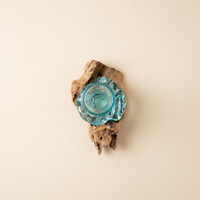 Driftwood Vase | Turquoise Glass Bud Vase