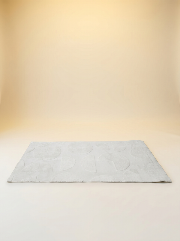 Japandi Rug | Soft Ivory Pebble-Motif Rug, 80x150 cm