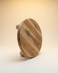 Holztablett Auf Füßen | Rundes Teak-Tablett zum Stylen, 40 cm