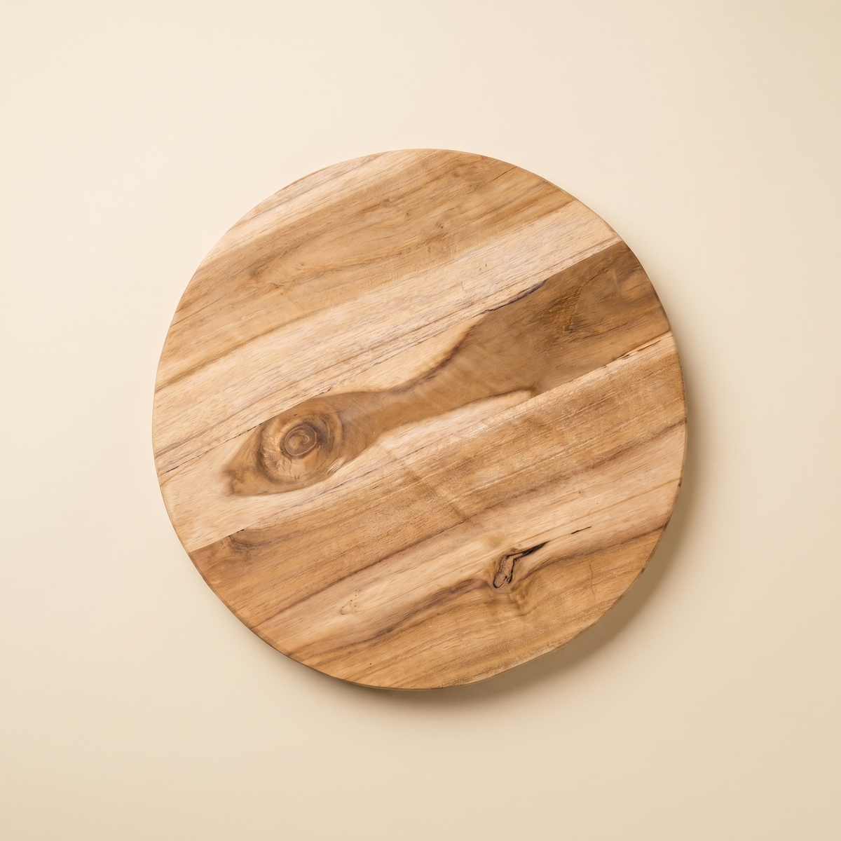 Holztablett Auf Füßen | Rundes Teak-Tablett zum Stylen, 40 cm
