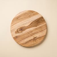Holztablett Auf Füßen | Rundes Teak-Tablett zum Stylen, 40 cm