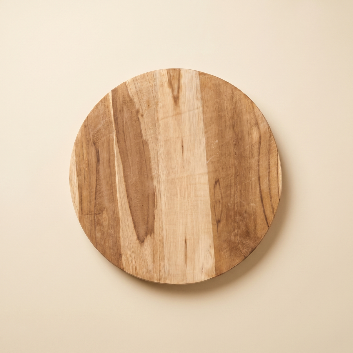 Holztablett Auf Füßen | Rundes Teak-Tablett zum Stylen, 40 cm