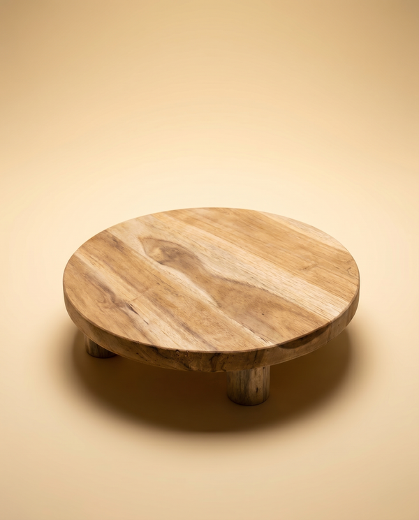 Wooden Riser | Round Teak Footed Display Stand
