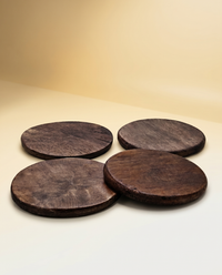 Untersetzer Holz | 4er-Set runde Untersetzer, Natur oder Nussbaum