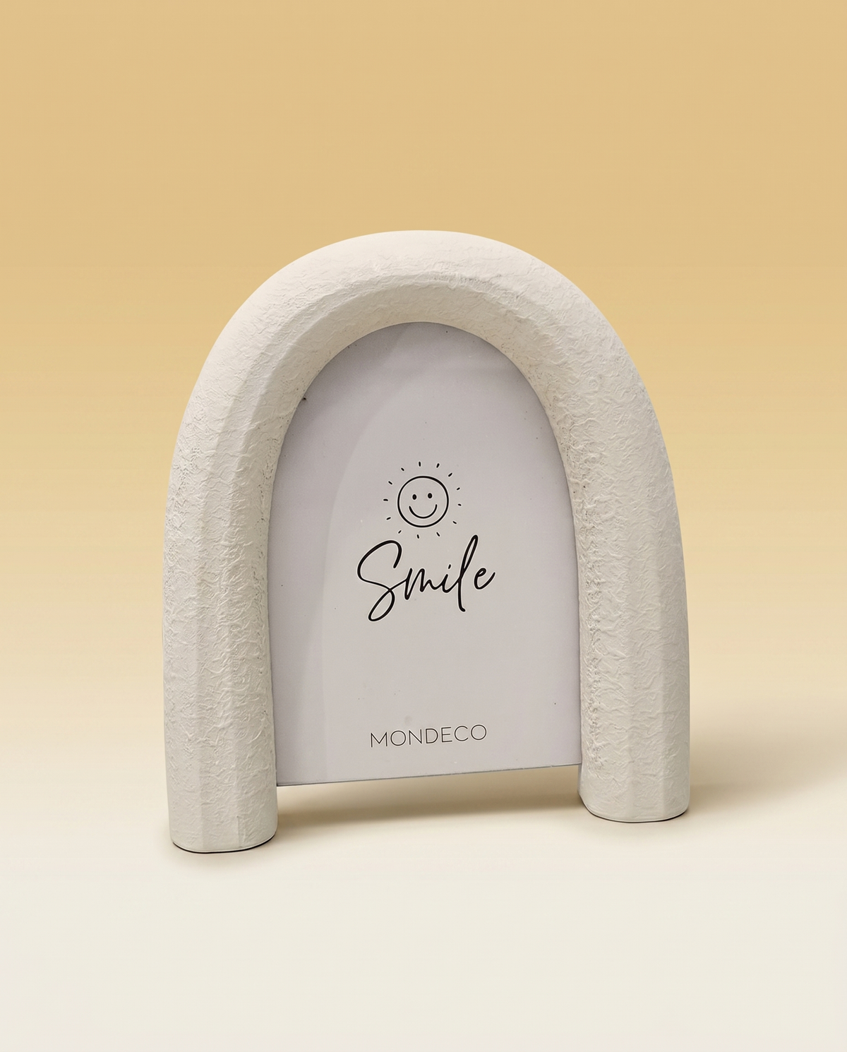 Arched Photo Frame, Cream Stone-Look Standing Frame