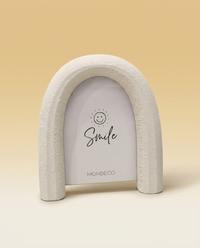 Arched Photo Frame, Cream Stone-Look Standing Frame