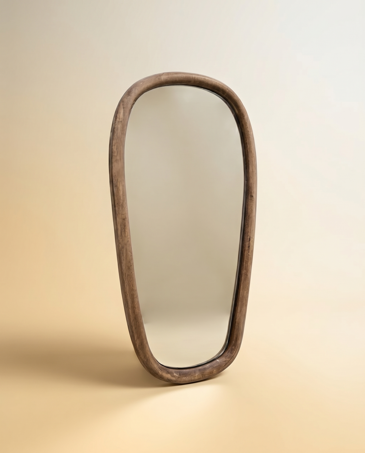 Organic Wood Mirror | Pebble-Shaped Wall Mirror
