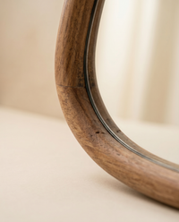 Organic Wood Mirror | Pebble-Shaped Wall Mirror