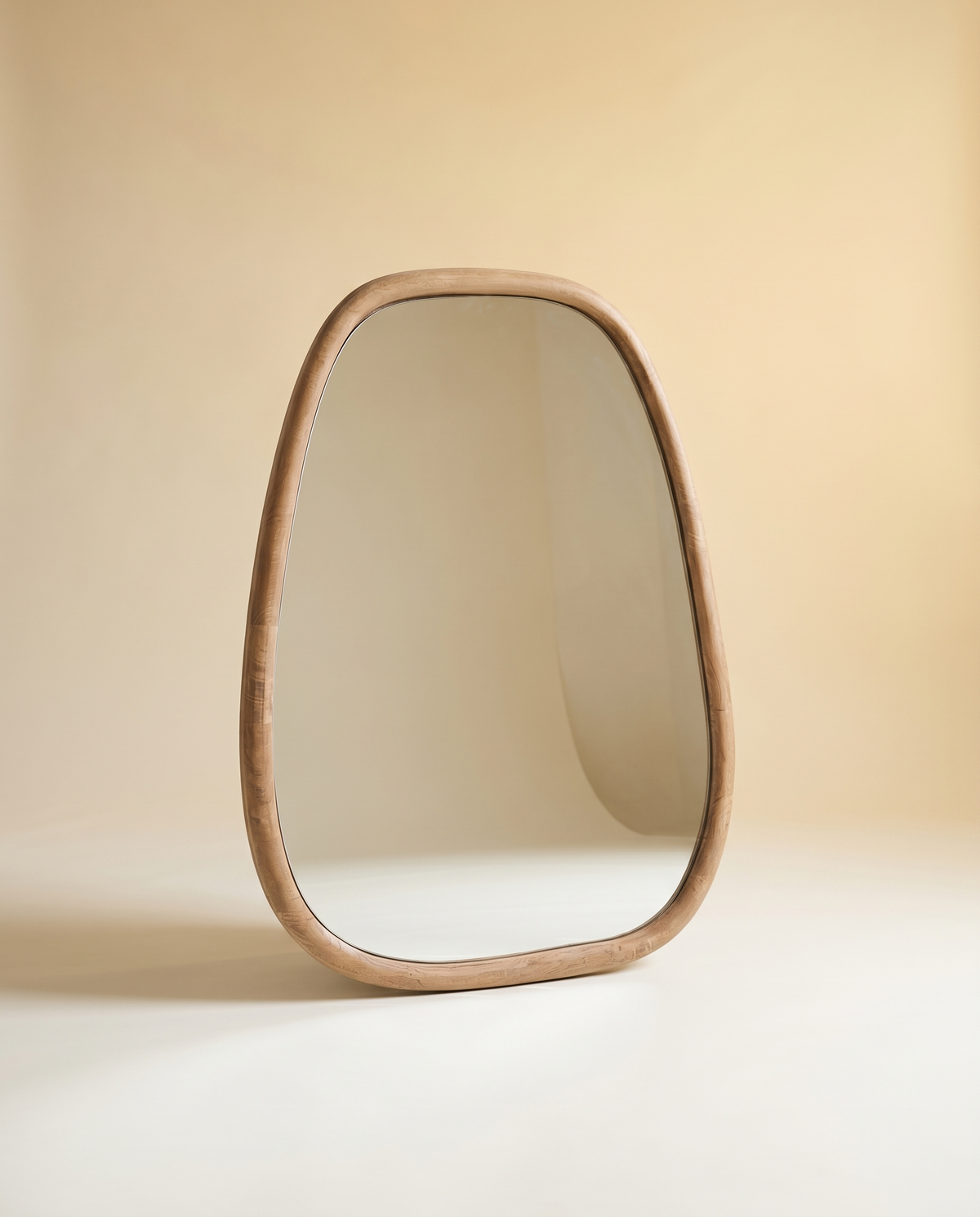 Organic Wood Mirror | Pebble-Shaped Wall Mirror