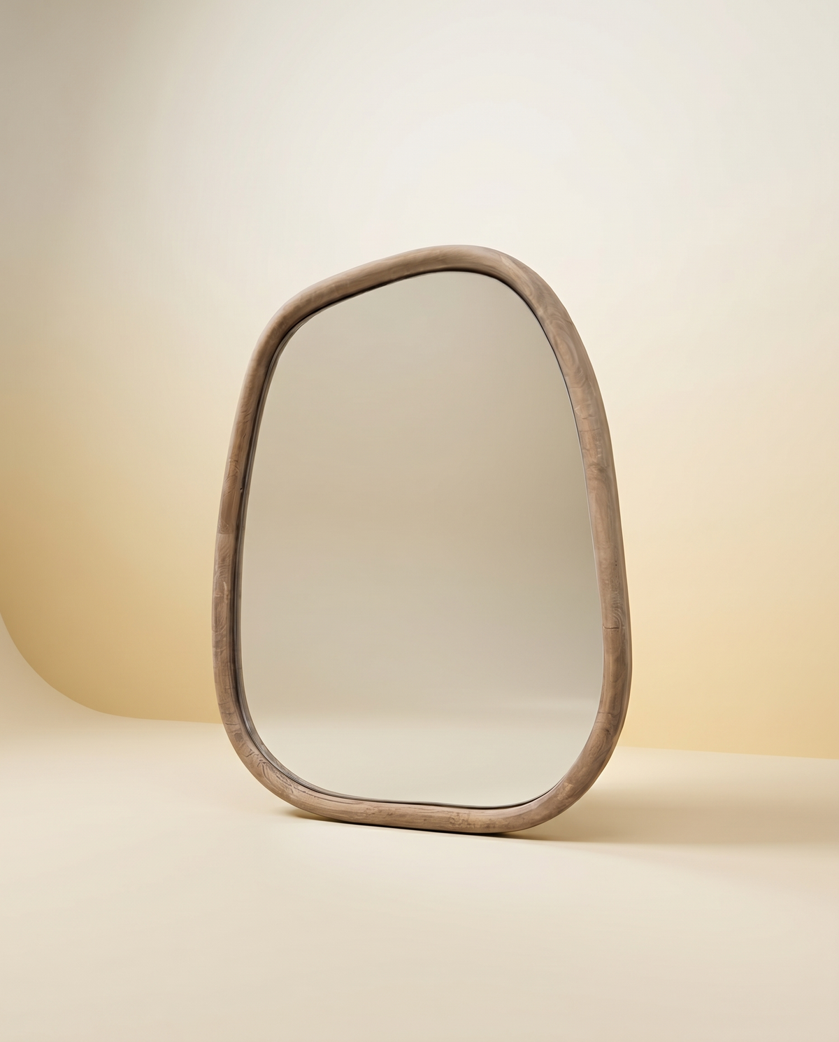 Organic Wood Mirror | Pebble-Shaped Wall Mirror