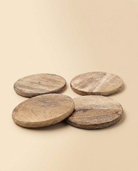 Untersetzer Holz | 4er-Set runde Untersetzer, Natur oder Nussbaum
