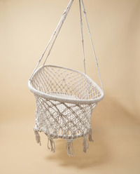 Macrame Hanging Chair | Cream Boho Cradle Seat