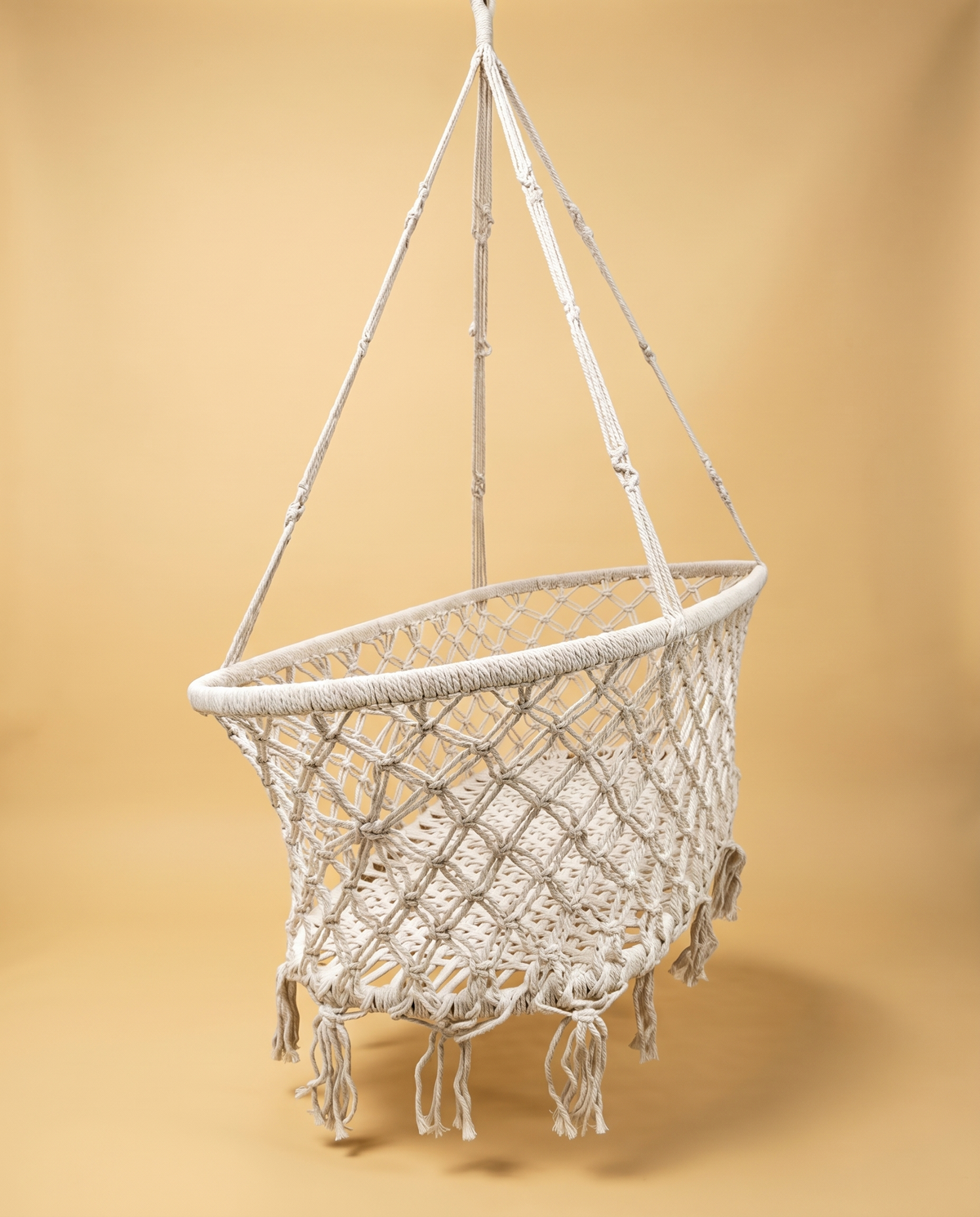Macrame Hanging Chair | Cream Boho Cradle Seat