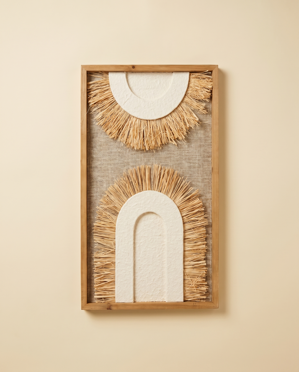 Natural Wall Art Panel | Raffia Sunburst & Arch, 40x60
