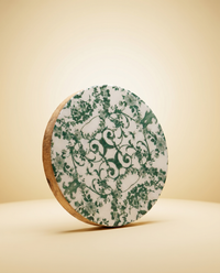Wood Coasters Set of 8 - Green & White Mango Wood