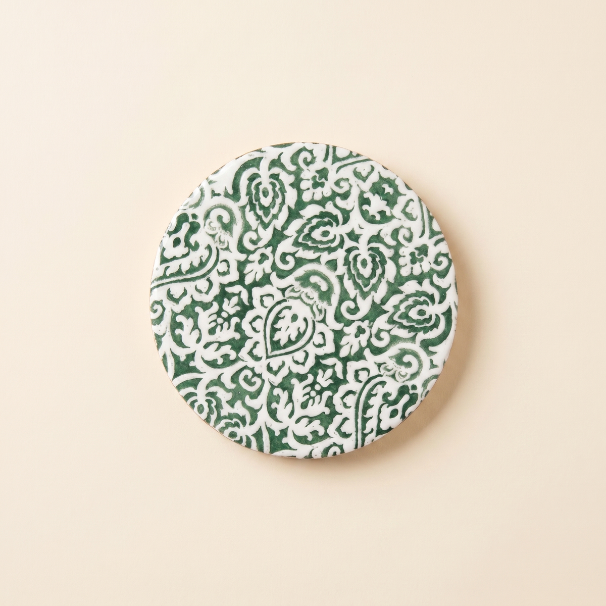 Wood Coasters Set of 8 - Green & White Mango Wood