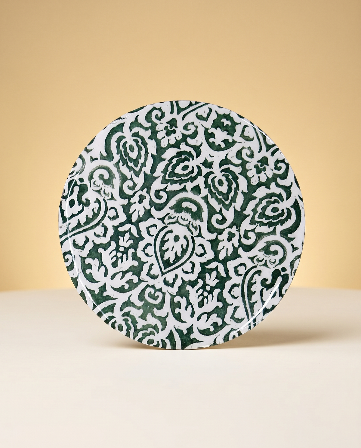 Wood Coasters Set of 8 - Green & White Mango Wood