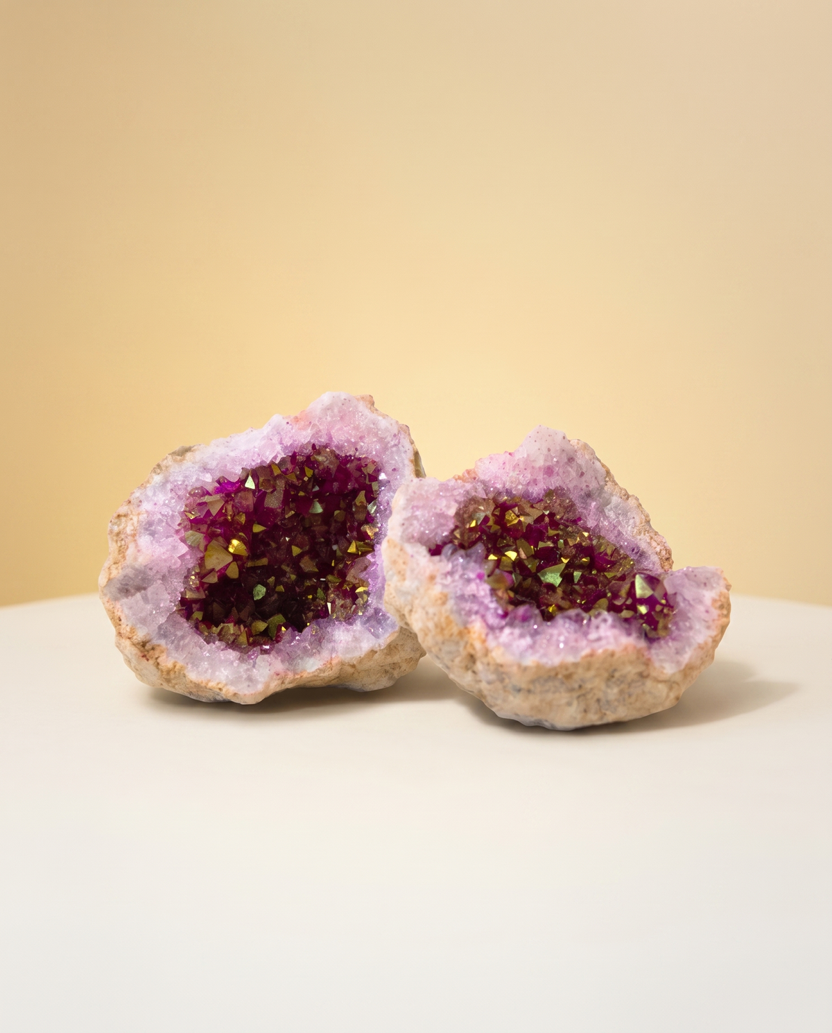 Rose Quartz Geode - Natural Pink Crystal Decor