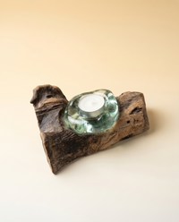 Wooden Tealight Holder on Natural Wood Base