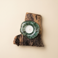 Wooden Tealight Holder on Natural Wood Base