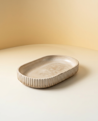 Serviertablett Keramik | Gesprenkeltes Sand, Oval