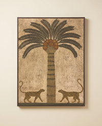 Framed Canvas Wall Art, Palm & Leopards 70x90 cm