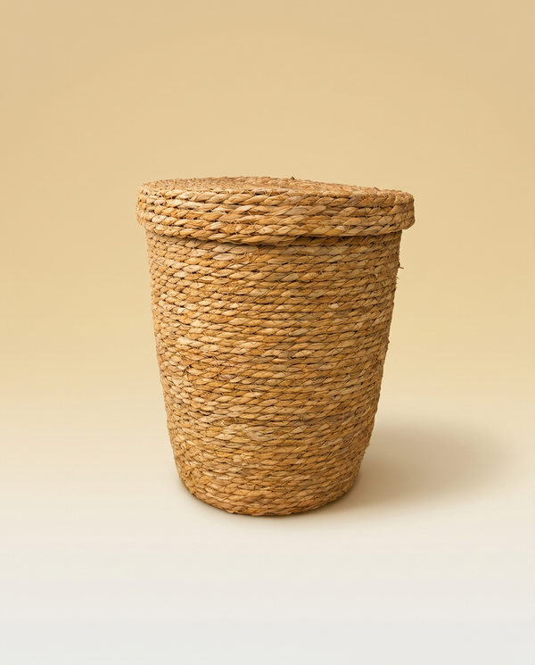 Gevlochten rieten mand, medium | Naturel rotan opbergmand